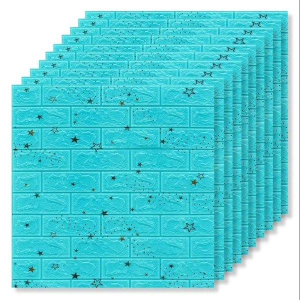 30 x 3D Tapetoo ​​Home Decor® tapéta csempe készlet, kék csillagokkal,
alkalmas gyerekszobába 70 x 77 cm, 2,5 mm, 15,9 m²
