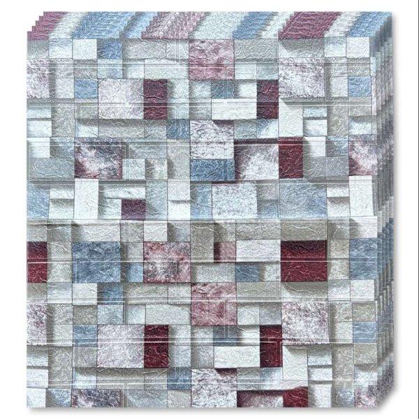 30 x 3D Tapetoo ​​Home Decor® tapéta csempe készlet, mozaik - kék és
lila és szürke, 70 x 77 cm, 2,5 mm, 15,9 négyzetméter