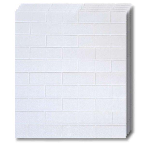 40x 3D Tapetoo Home Decor® mennyezeti csempe készlet, modern design, fehér
tégla, nedvességálló, 3 mm vastag, öntapadó, 70 x 77 cm, 19, 6 m2
