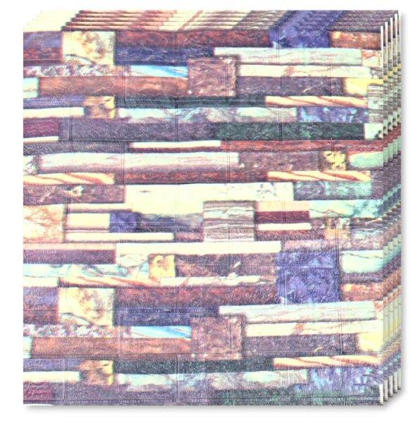 50 x 3D tapétalap készlet Tapetoo ​​Home Decor®, színes fa, 70 x 77 cm,
2,5 mm, 26,5 négyzetméter