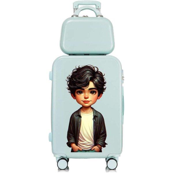 Kocsikabin szett mini táskával, Quasar & Co.®, gyerekeknek, Luca modell,
rejtjel, 4 360 fokos kerekek, teleszkópos fogantyú, világoskék