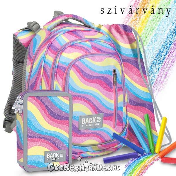 BackUp iskolatáska hátizsák Premium SZETT - Szivárvány