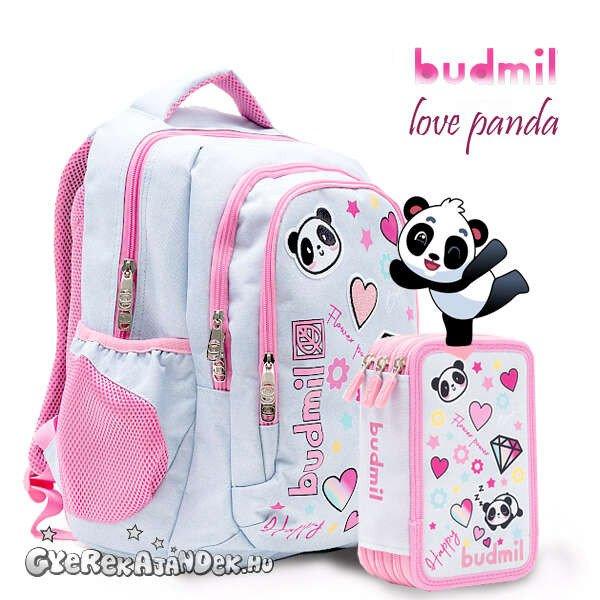 Budmil ergonomikus iskolatáska hátizsák SZETT - Panda Love