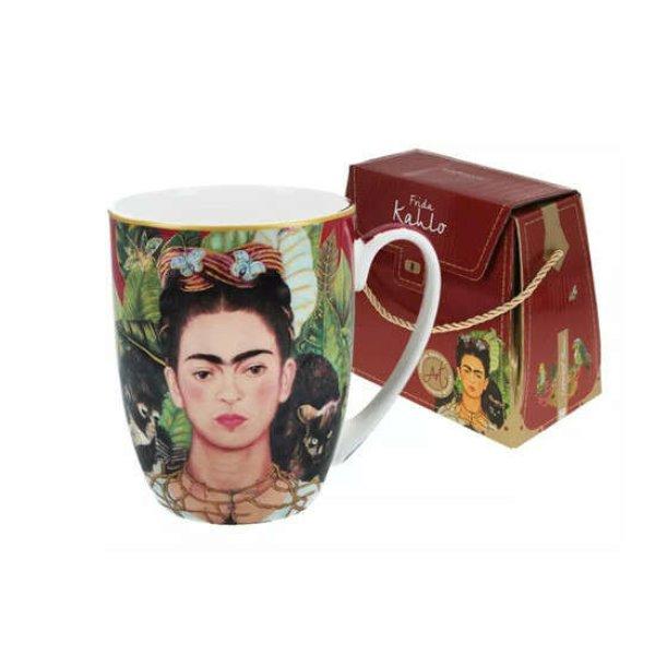 H.C.836-0001 Porcelánbögre 380ml, dobozban, Frida Kahlo: Önarckép
tövisnyaklánccal, kolibrivel