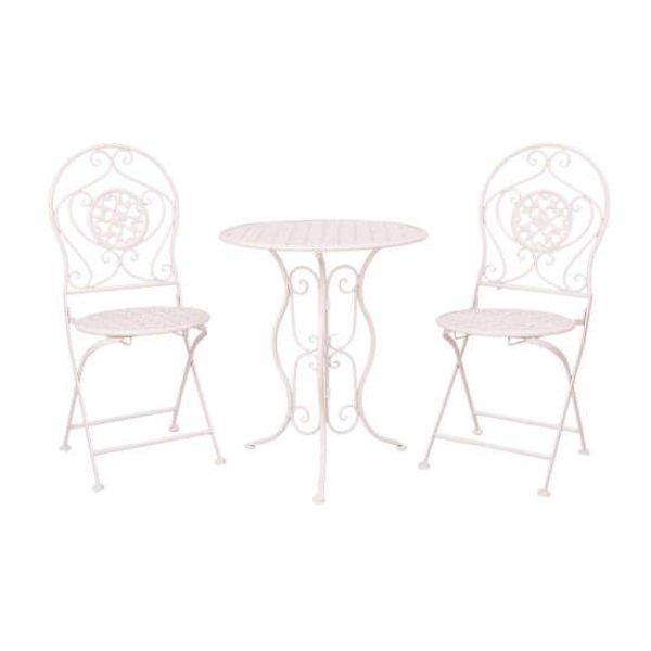 CLEEF.5Y0189 Kovácsoltvas jellegű asztal,2db székkel
60x70cm/40x40x92cm,fehér