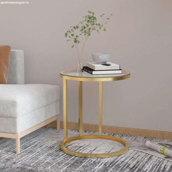 arany-átlátszó edzett üveg kisasztal 45 cm
