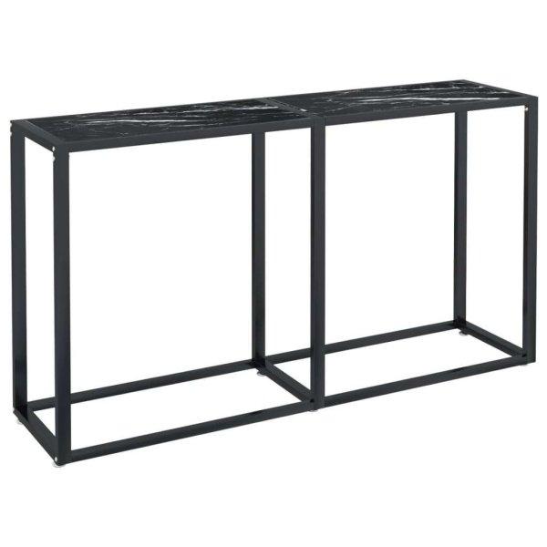 Fekete márványszínű edzett üveg tálalóasztal 140 x 35 x 75,5 cm
