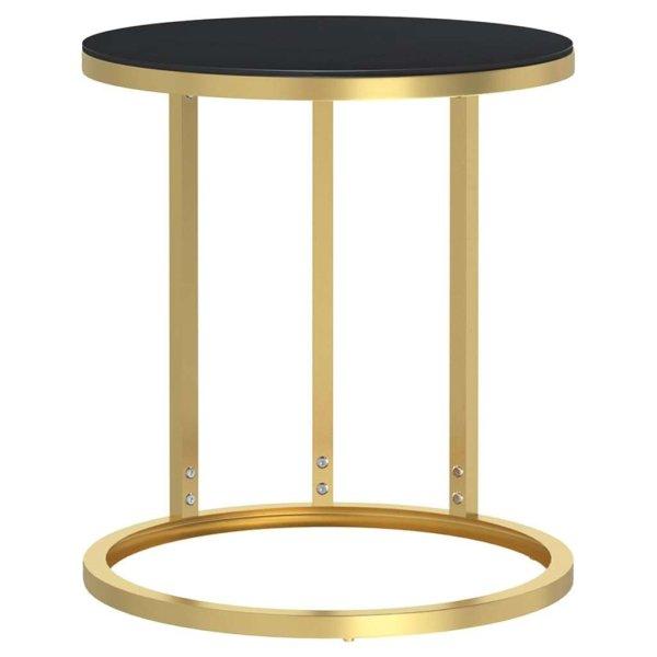 Arany-fekete edzett üveg kisasztal 45 cm