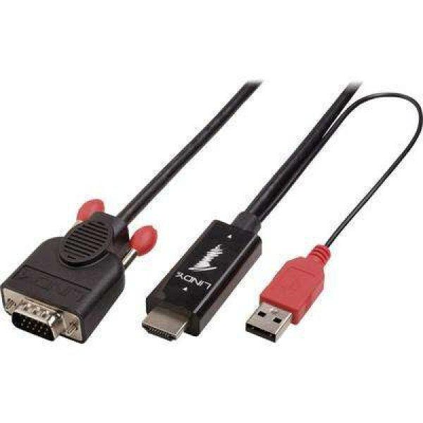 LINDY HDMI / VGA Csatlakozókábel [1x HDMI dugó - 1x VGA dugó] 2.00 m Fekete