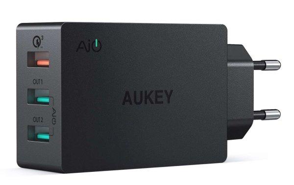 Aukey PA-T14 3 x USB, 42 W Fekete fali töltő