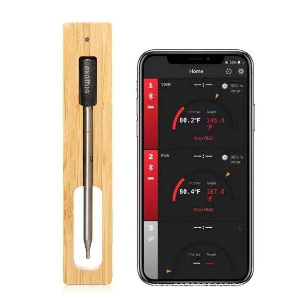 Exaltus Intelligens hőmérő, konyhába, sütőhöz, grillhez, vezeték
nélküli, hatótáv: 165 méter, Bluetooth, iOS és Android alkalmazás, Apple
Watch, vízálló, távvezérlés
