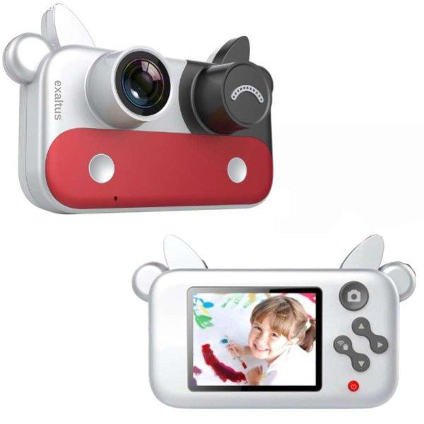 Gyerek kamera és videokamera, Exaltus®, szilikon, Full HD 1920x1080
felbontás, 20 mpx, 2 hüvelykes képátló, valós idejű wifi
telefonmegosztás, USB töltés, kirakós játékok mellékelve, gyerekek