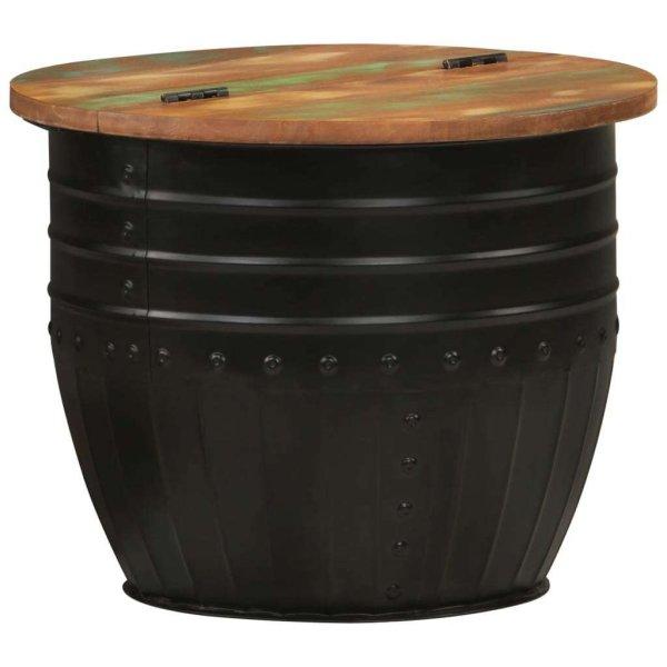 vidaXL fekete tömör újrahasznosított fa dohányzóasztal 50 x 39,5 cm