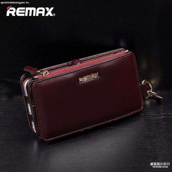 Remax bordó bőr pénztárca tok iPhone 6 6S (4,7