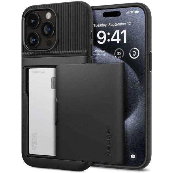 tok iPhone 15 Pro készülékhez - Spigen Slim Armor CS - Fekete