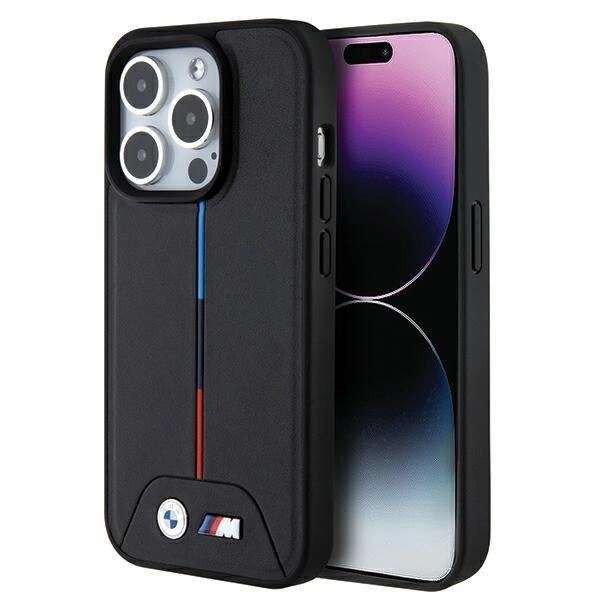 BMW Quilted Tricolor MagSafe kompatibilis tok iPhone 15 Pro Max - fekete