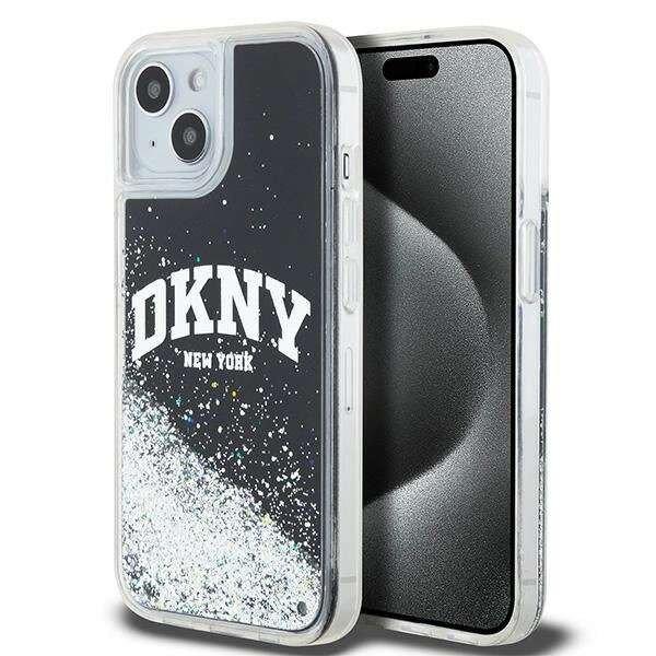 DKNY Liquid Glitter Big Logo tok iPhone 15 Plus / 14 Plus - fekete