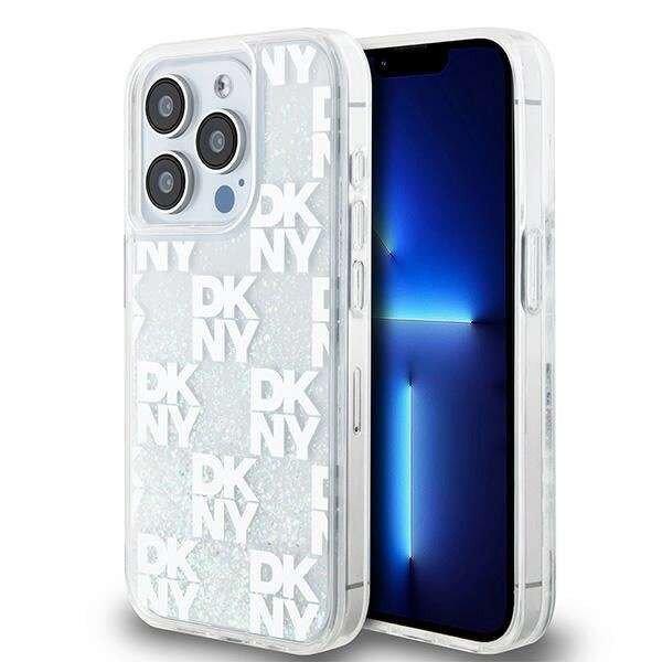 DKNY Liquid Glitter Multilogo tok iPhone 15 Pro - fehér