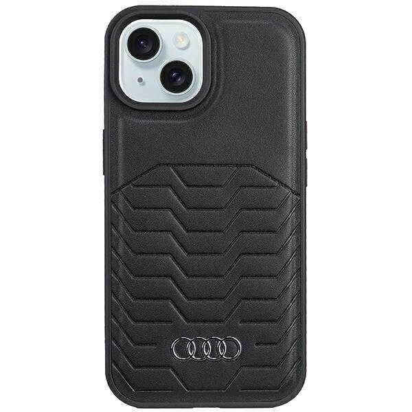 Audi Synthetic Leather Case MagSafe kompatibilis tok iPhone 15/14/13 - fekete