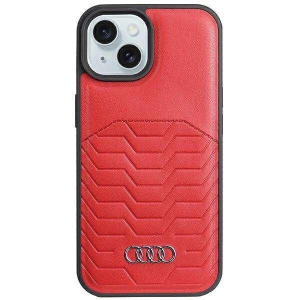 Audi Synthetic Leather Case MagSafe kompatibilis tok iPhone 15 Plus / 14 Plus -
piros