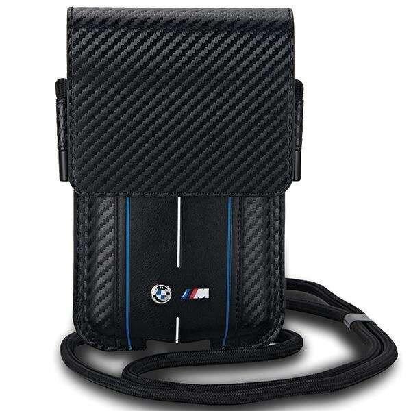 BMW Carbon & Blue Stripe telefontáska - fekete