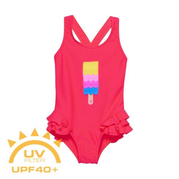 COLOR KIDS-Swimsuit W. Application, diva pink Rózsaszín 140