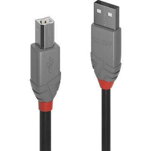 LINDY USB 2.0 Csatlakozókábel [1x USB 2.0 dugó, A típus - 1x USB 2.0 dugó,
B típus] 10.00 m Fekete