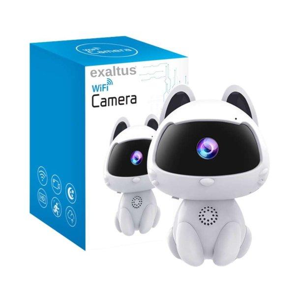 Baba monitor audio-video kamera, Exaltus®, vezeték nélküli babafigyeléshez,
infravörös éjjellátó, mozgásérzékelés, kétirányú hang, kompatibilis
alkalmazás iOS, Android, Windows, valós idejű f