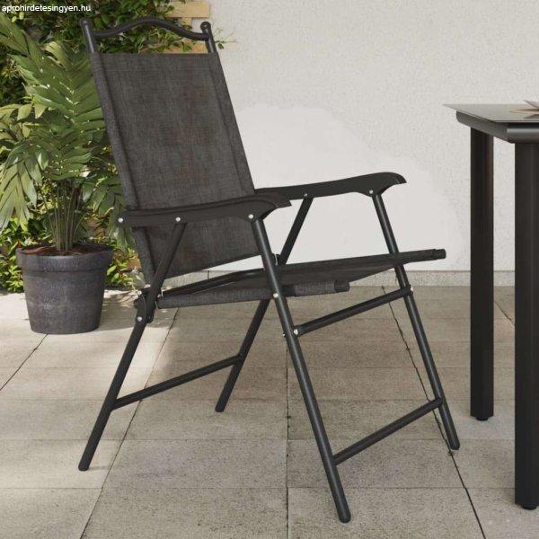 vidaXL 4 db melange szürke acél és textilén összecsukható kerti szék