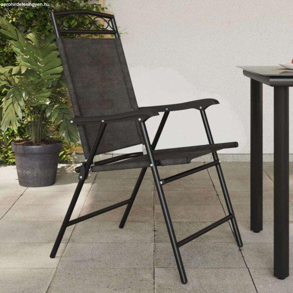 vidaXL 4 db melange szürke acél és textilén összecsukható kerti szék