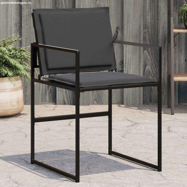 vidaXL 4 db fekete acél és textilén kerti szék párnákkal
