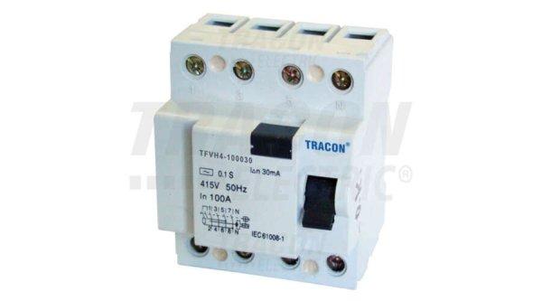 Tracon Fi relé 4P 80A, 30mA, 6kA, AC érintésvédelmi relé áram
védőkapcsoló TFVH4-80030