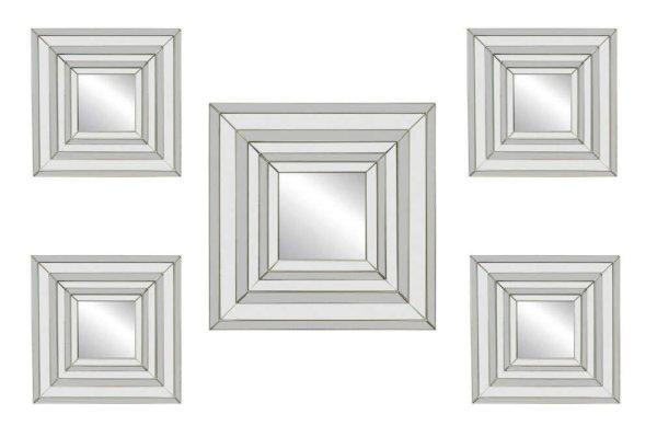 Négyzet alakú fali tükör MONICA 5 szett
