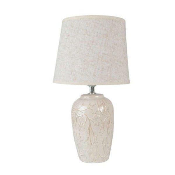 CLEEF.6LMC0073 Kerámia asztali lámpa leveles, textil-műanyag lámpaernyővel,
bézs, 20x37cm