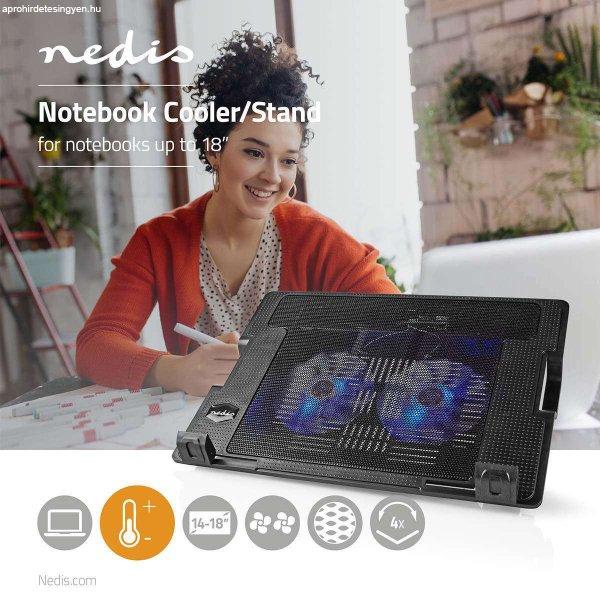 Nedis laptop hűtő állvány,  Notebook Állvány Ventilátorok száma: 2db
USB-áramellátású  Szögek száma: 4 | 18 