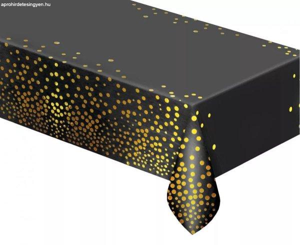 Asztalterítő fólia fekete színű arany konfetti mintákkal 137x183 cm