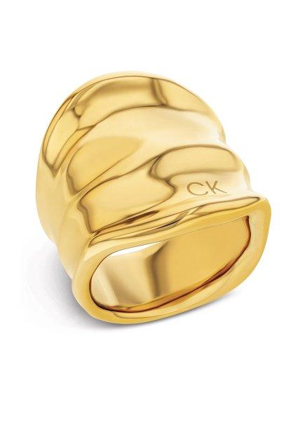 Calvin Klein Masszív aranyozott gyűrű Elemental 35000646 58 mm