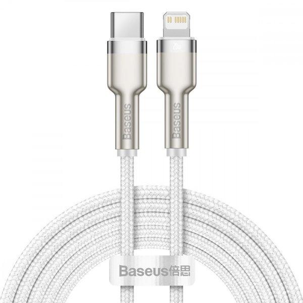 USB-C kábel a Lightning Baseus Cafule-hez, PD, 20 W, 2 m (fehér)