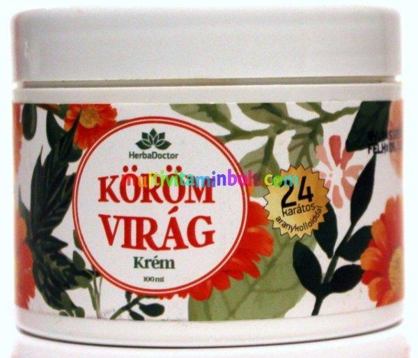 Körömvirág krém 100 ml, 24 karátos arannyal, sebes, száraz, gyulladt
bőrre, visszerekre - HerbaDoctor