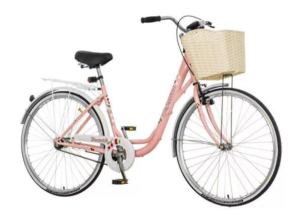 Venssini Diamante 26 rózsaszín női városi kerékpár(Hosszabb szállítás)