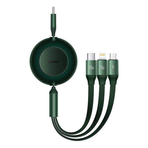 Baseus Bright Mirror 4, 3 az 1-ben Mikro USB / Lightning / USB-C kábel, 100W,
3.5A, 1.1 m (zöld)