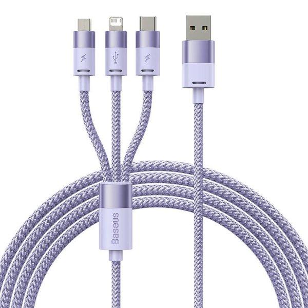 Baseus StarSpeed 3 az 1-ben töltőkábel USB - USB-C + Micro + Lightning 3,5A,
1.2m (lila)