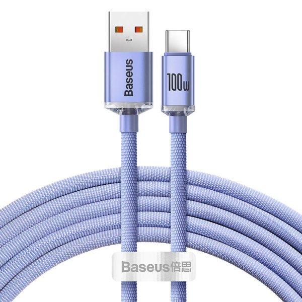 USB-kábel a USB-C Baseus Crystal Shine, 5A, 1.2m (ibolya)