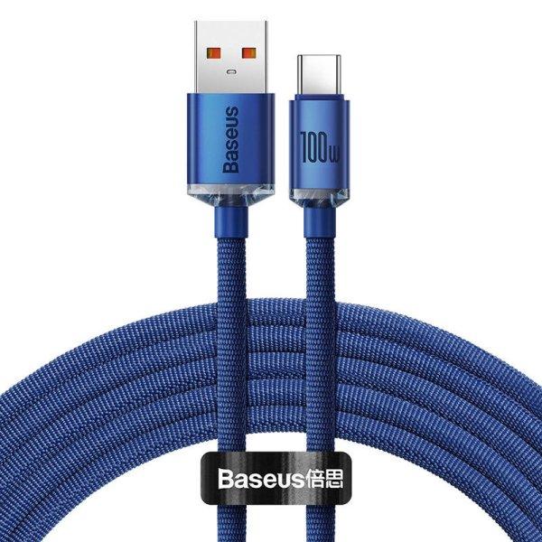 USB-kábel a USB-C Baseus Crystal Shine, 100W, 2m (kék)