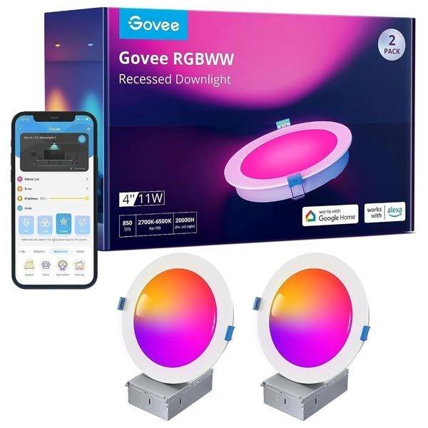 Govee Mennyezeti 12 cm LED fény RGBWW Smart 850 lm, 2 db