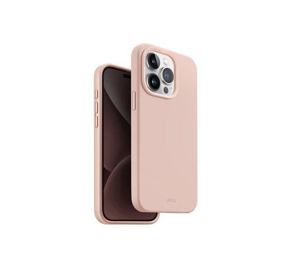 Uniq Lino Hue Apple iPhone 15 Pro Magsafe Szilikon tok, rózsaszín
