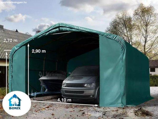 Professzionális Ponyvagarázs, sátorgarázs 6x6 m ponyva PVC  kapu mérete
4,1x2,9 m zöld
