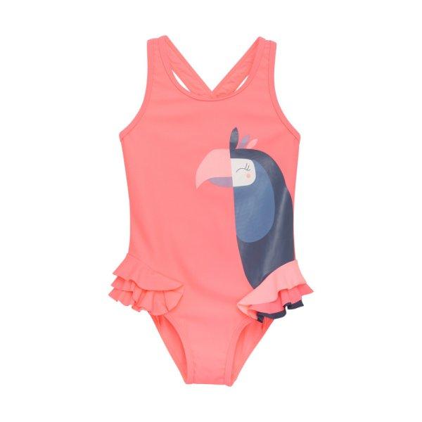 COLOR KIDS-Swimsuit W. Application, neon coral Narancssárga 104