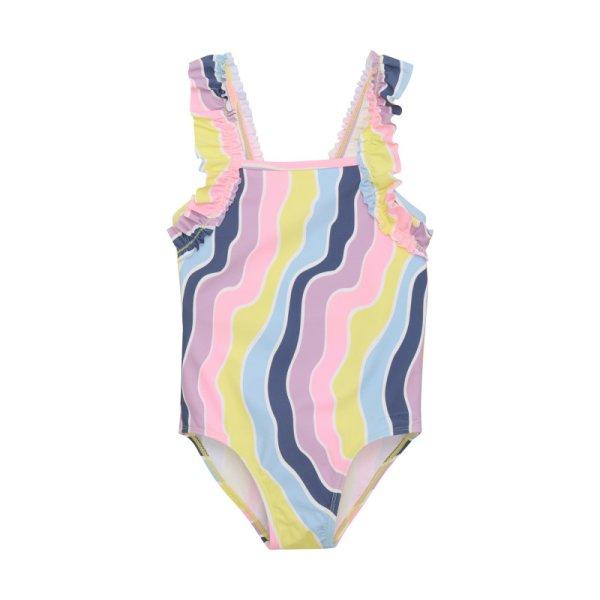 COLOR KIDS-Swimsuit W. Frills, AOP, lavender mist Keverd össze 104