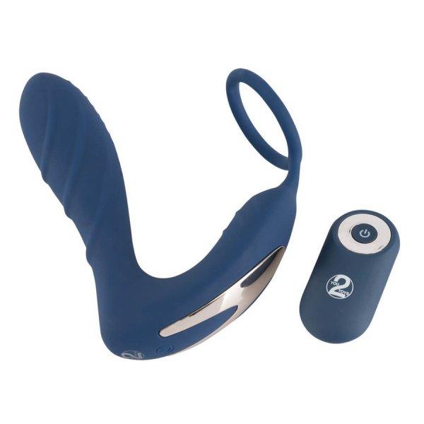 You2Toys - Prostata Plug - akkus, rádiós anál vibrátor péniszgyűrűvel
(kék)